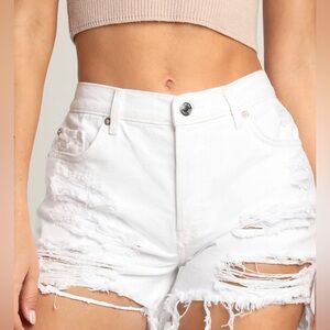 NEW FREE PEOPLE - Mid Rise Distressed Denim Shorts Maggie